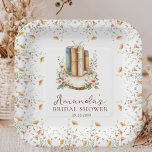 Wildflower Florals Storybooks Bridal Shower Party  Paper Plate<br><div class="desc">Celebrate the beginning of a beautiful love story with this Wildflower Florals Storybooks Bridal Shower Party Paper Plates, inspired by the charm of a storybook romance. Designed with a unique wood slice tree ring motif and soft watercolor florals, this plate brings a whimsical, boho-fairytale touch to your bridal festivities. Perfect...</div>