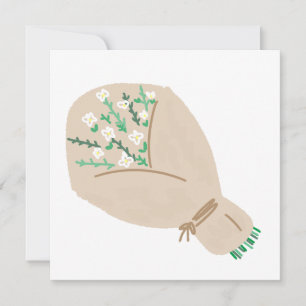 Wildflower Flower Bouquet Kraft Paper Wrapped Gift Invitation