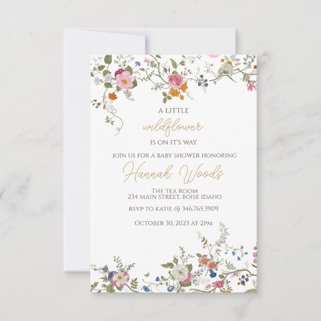 Wildflower Flowers baby shower  Invitation (Front)