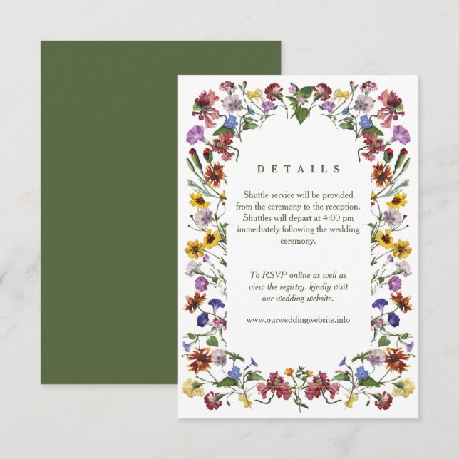 Wildflower Frame Rustic Boho Wedding Enclosure Card (Front/Back)