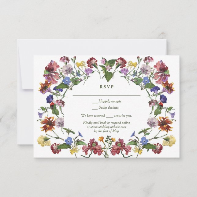 Wildflower Frame Rustic Boho Wedding RSVP (Front)