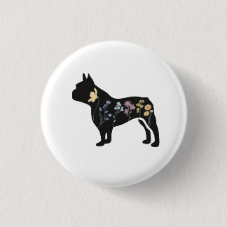 Wildflower French Bulldog 1 Inch Round Button