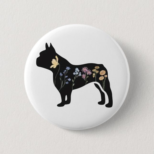 Wildflower French Bulldog 2 Inch Round Button (Front)