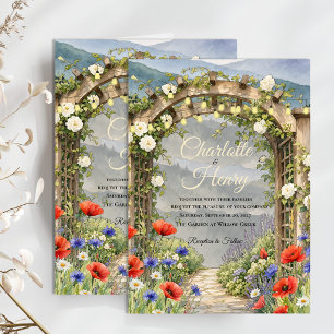 Wildflower Garden Arbor Rustic Floral Wedding Invitation