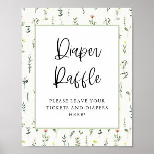 Wildflower Garden Baby Shower Diaper Raffle Signs
