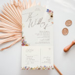 Wildflower Garden | Beige Wedding Of Seal and Send All In One Invitation<br><div class="desc">This wildflower garden | beige wedding of seal and send all in one invitation is perfect for your simple, whimsical boho rainbow summer wedding. The bright, enchanted pink, yellow, orange, and gold colour florals give this product the feel of a minimalist elegant vintage hippie spring garden. The modern design is...</div>