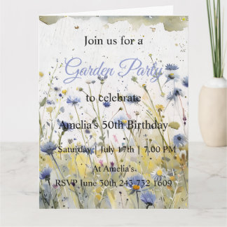 Wildflower Garden Birthday Rustic Floral Party Card