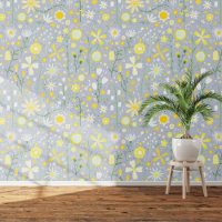 Wildflower Garden Blue Yellow Floral