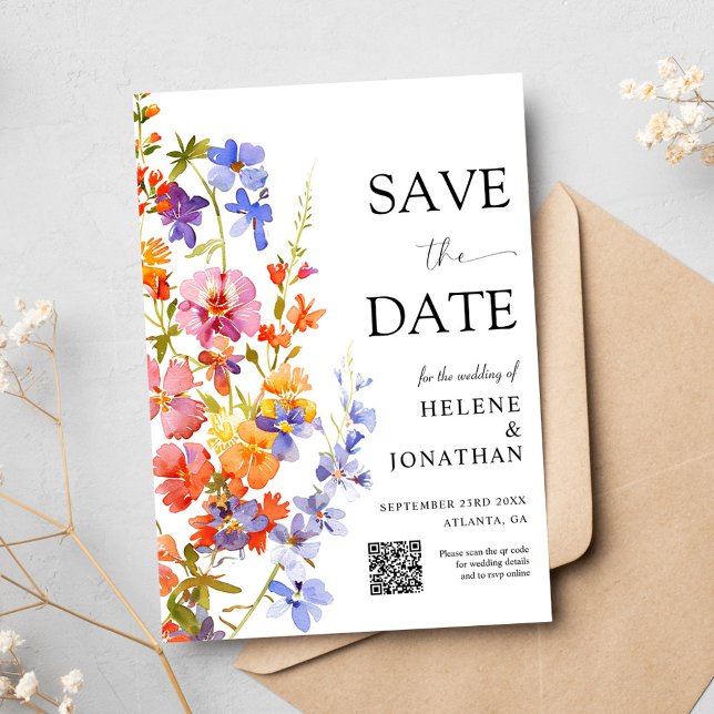 Wildflower Garden Boho Floral Elegant Wedding Save The Date (Wildflower Garden Boho Floral Elegant Wedding Save The Date)