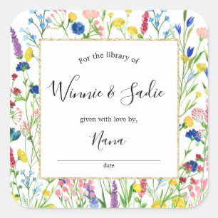 Wildflower Garden bookplate sticker