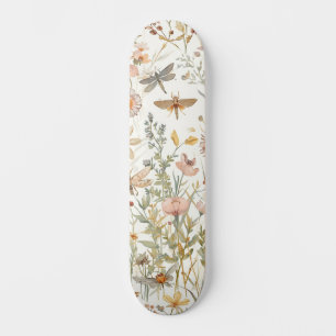 Wildflower Garden Botanical Butterflies Floral Skateboard
