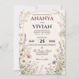 Wildflower Garden Botanical Rustic Wedding Invitation