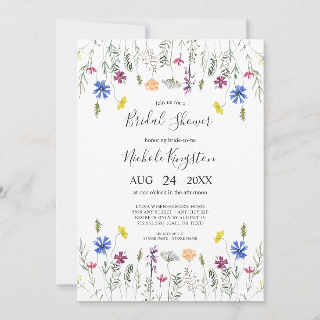Wildflower Garden Bridal Shower  Invitation (Front)