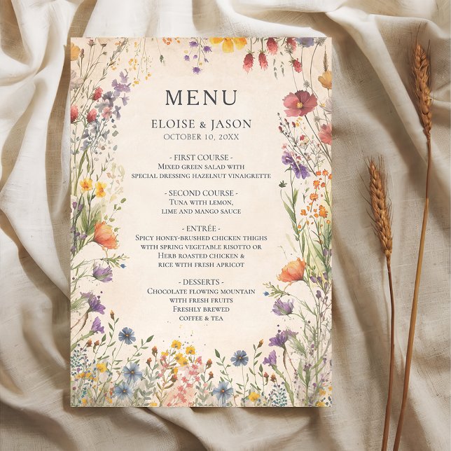  Wildflower Garden Chic Wedding Menu (Créateur téléchargé)