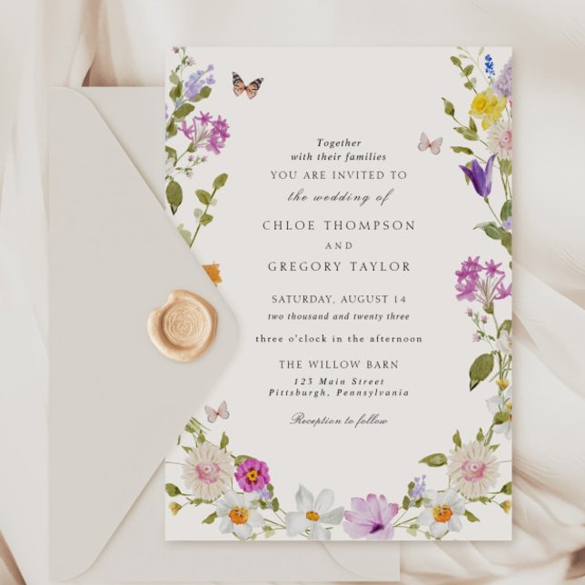 Wildflower Garden Elegant Wedding Invitation (Creator Uploaded)