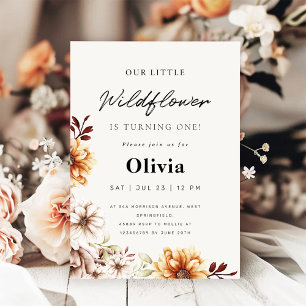Wildflower Garden Floral First Birhday Invitation