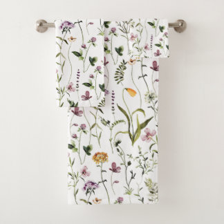 Wildflower Garden Floral Pattern  Bath Towel Set