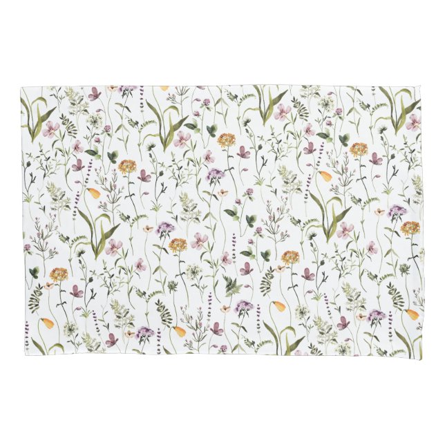 Wildflower Garden Floral Pattern  Pillowcase (Front)
