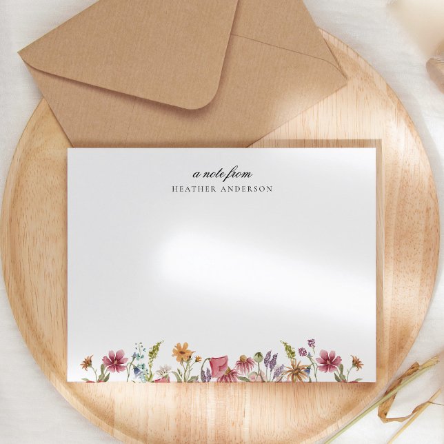 Wildflower Garden Floral Personalized Stationery Card (Creator Uploaded)