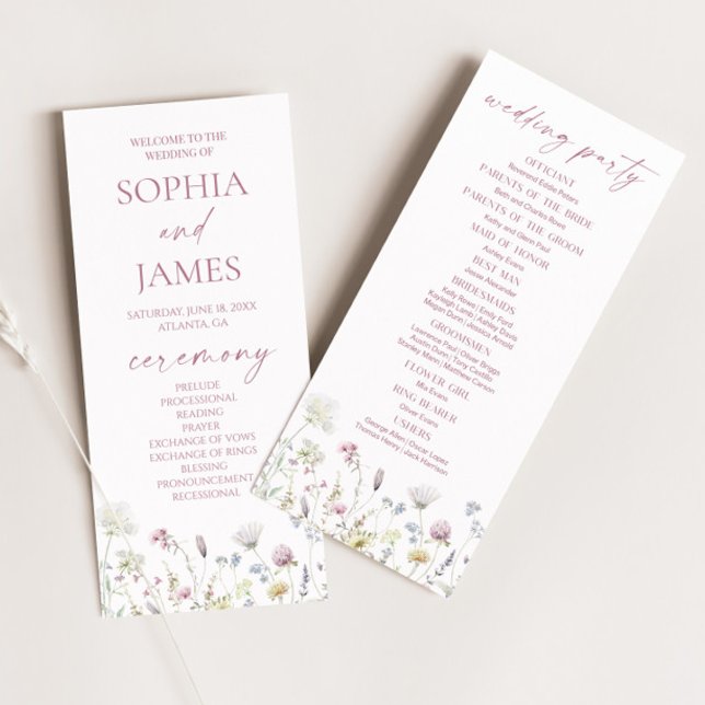 Wildflower Garden Floral Wild Flowers Wedding Program (Creator Uploaded)