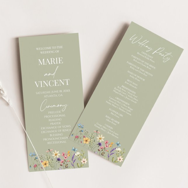 Wildflower Garden Floral Wild Flowers Wedding Program (Creator Uploaded)