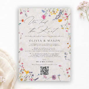 Wildflower Garden Modern Pink Wedding Announcement