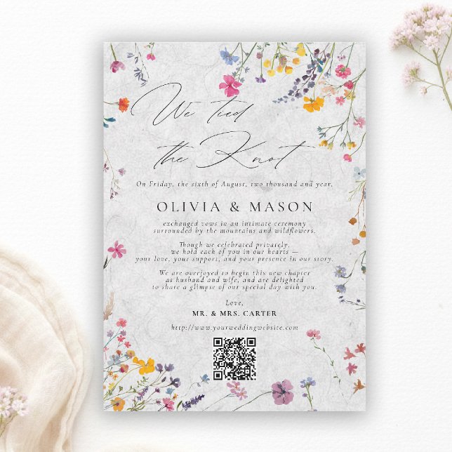 Wildflower Garden Modern Wedding Announcement (wildflower wedding announcement watercolor garden backyard barn summer spring elegant romantic ivory)