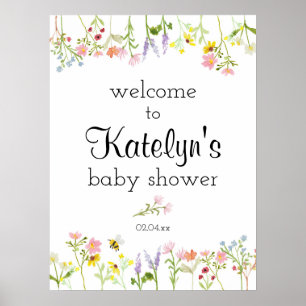 Wildflower Garden Party Baby Shower Welcome Sign 