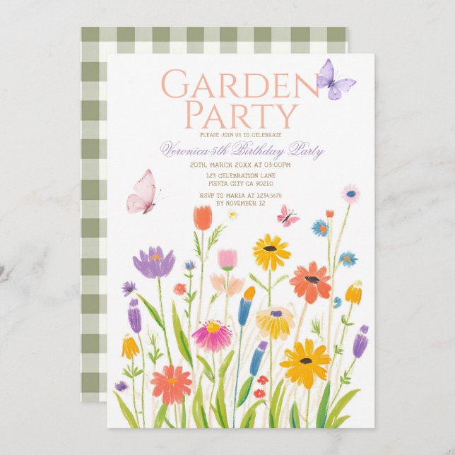 Wildflower Garden Party Birthday Invitation (Front/Back)