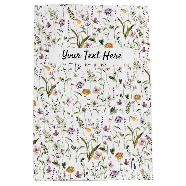 Wildflower Garden Pattern Custom Gift Bag (Front)
