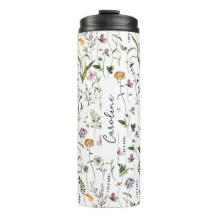 Wildflower Garden Pattern Custom Name Thermal Tumbler