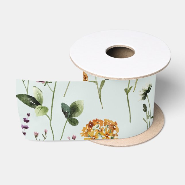 Wildflower Garden Pattern  Satin Ribbon (Spool)