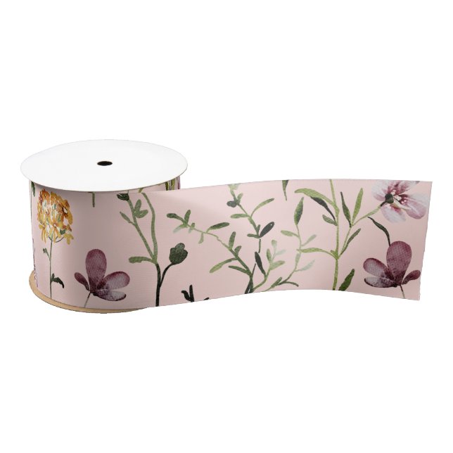 Wildflower Garden Pattern  Satin Ribbon (Spool)