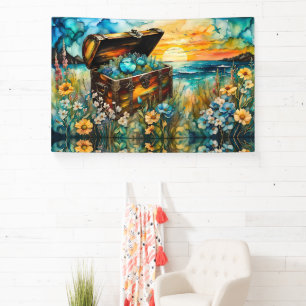 Wildflower Garden Treasure Chest Banner