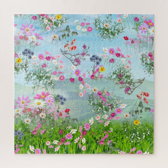 Wildflower Garden Under a Sunny Sky Jigsaw Puzzle (Vertical)