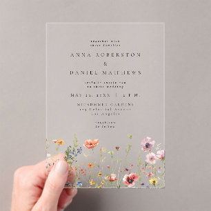 Wildflower Garden Wedding Acrylic Invitations