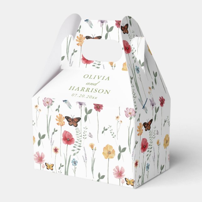 Wildflower Garden Wedding Favor Box (Back Side)