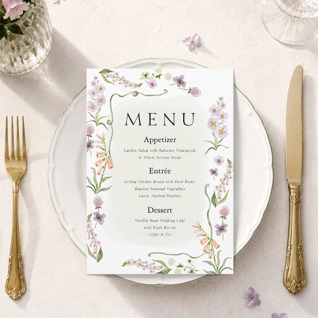 Wildflower Garden Wedding Menu Card  (Creator Uploaded)