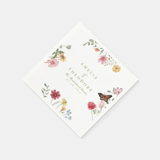 Wildflower Garden Wedding Napkins (Corner)
