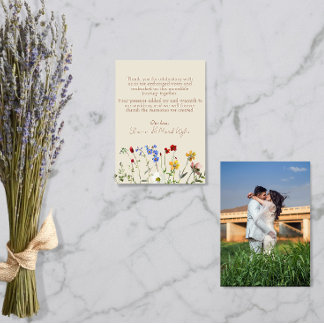 Wildflower Garden Wedding Photo Thank You Card