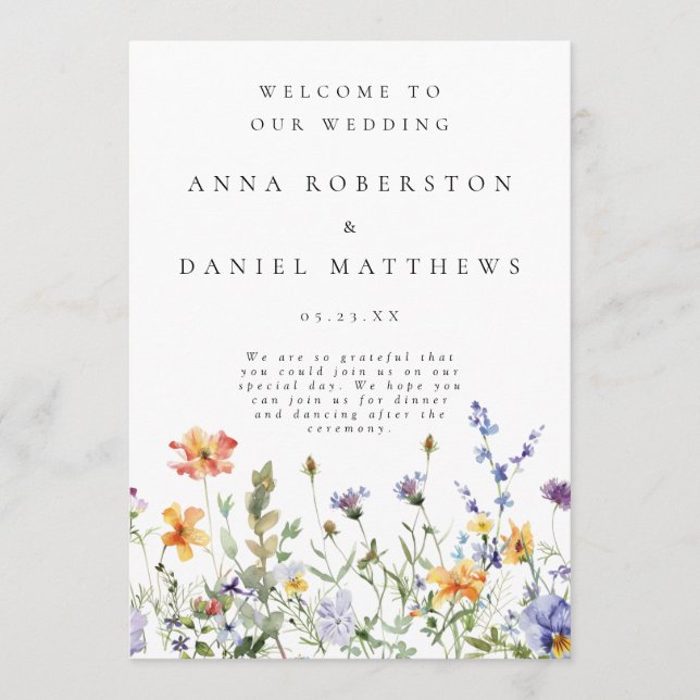 Wildflower Garden Wedding Program (Front)