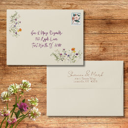 Wildflower Garden Wedding Return Address Envelope