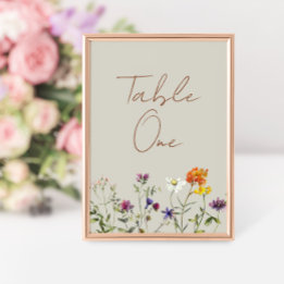 Wildflower Garden Wedding Table Number
