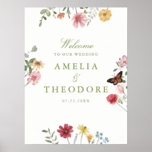 Wildflower Garden Wedding Welcome Poster