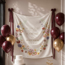 Wildflower Garden Wedding Welcome Tapestry