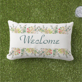Wildflower Garden Welcome Outdoor Patio Porch  Lumbar Pillow