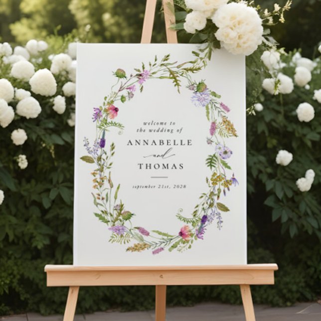 Wildflower Garden Wreath Greenery Wedding Sign (Creator Uploaded)