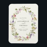 Wildflower Garden Wreath Wedding Save the Date Magnet<br><div class="desc">Wildflower Garden Wreath Wedding Save the Date Magnet</div>
