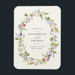 Wildflower Garden Wreath Wedding Save the Date Magnet<br><div class="desc">Wildflower Garden Wreath Wedding Save the Date Magnet</div>
