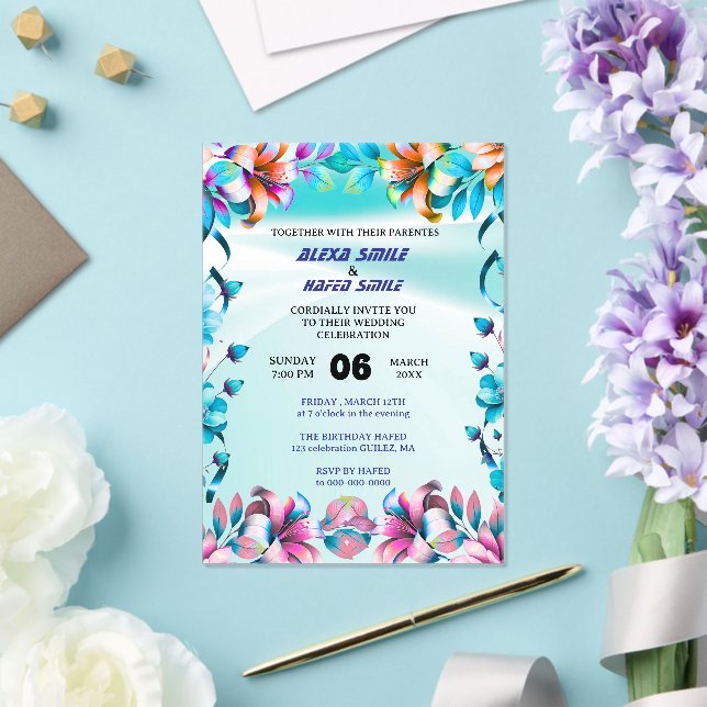 Wildflower Gatefold Wedding Invitation, Pretty Wed Acrylic Invitations (Insitu (Wedding))